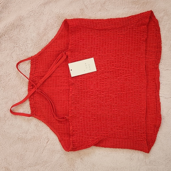 New Red Ruched Tank Top - Picture 2 of 3